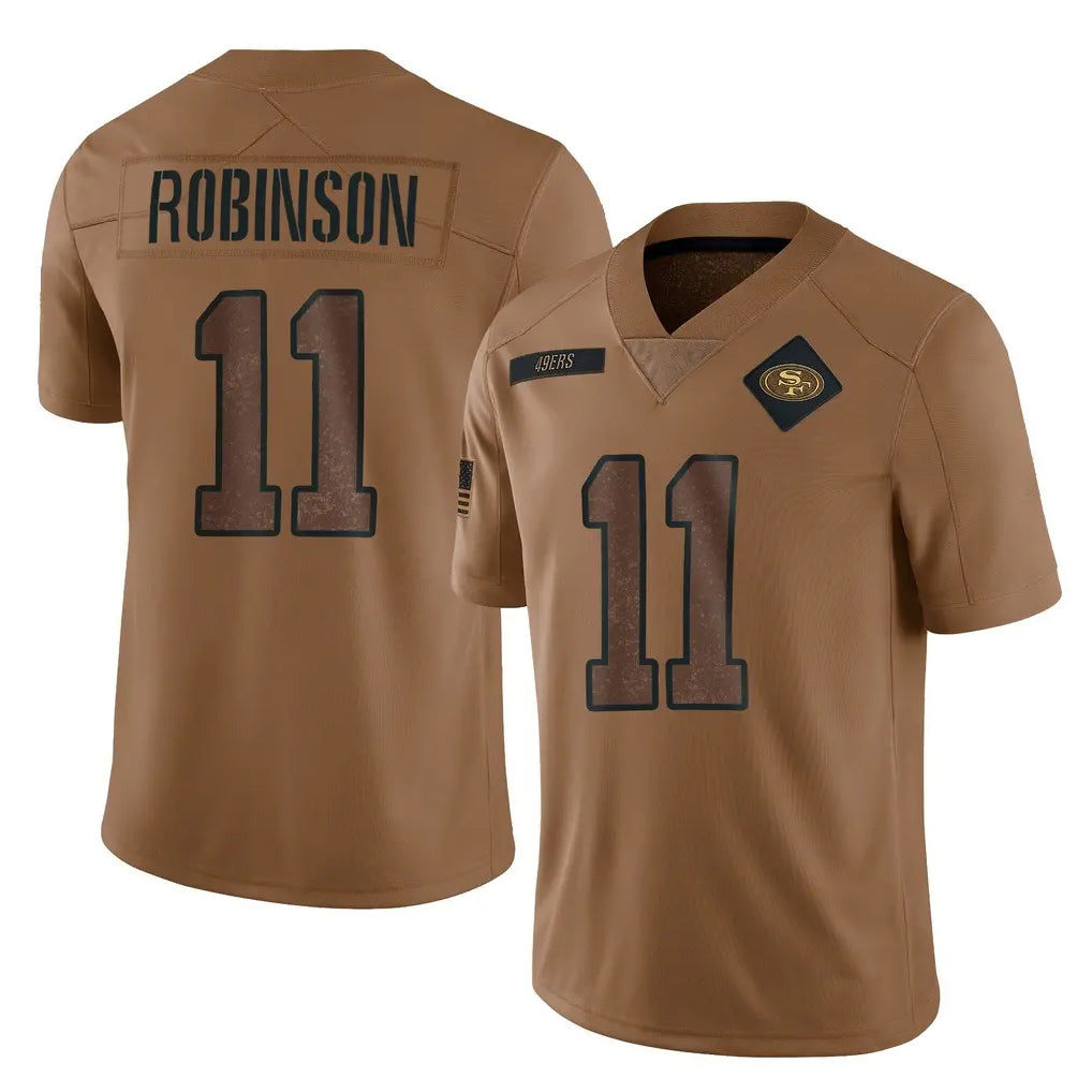 SF.49ers #11 Demarcus Robinson Player Brown Limited Salute To Service Home Game Ndoa Stitched Jerseys