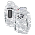 P.Eagles #0 Hollywood Brown Player Arctic Camo Salute to Service Pullover Hoodies Limited Game Ndoa Stitched Jerseys