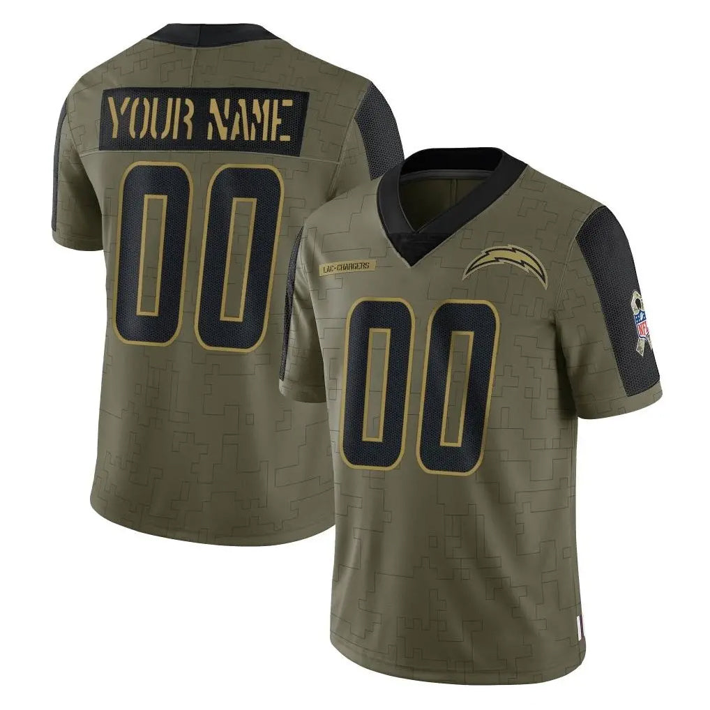 Custom LA.Chargers Olive Salute To Service Limited Game Any Name & Numbers Ndoa Stitched Jerseys