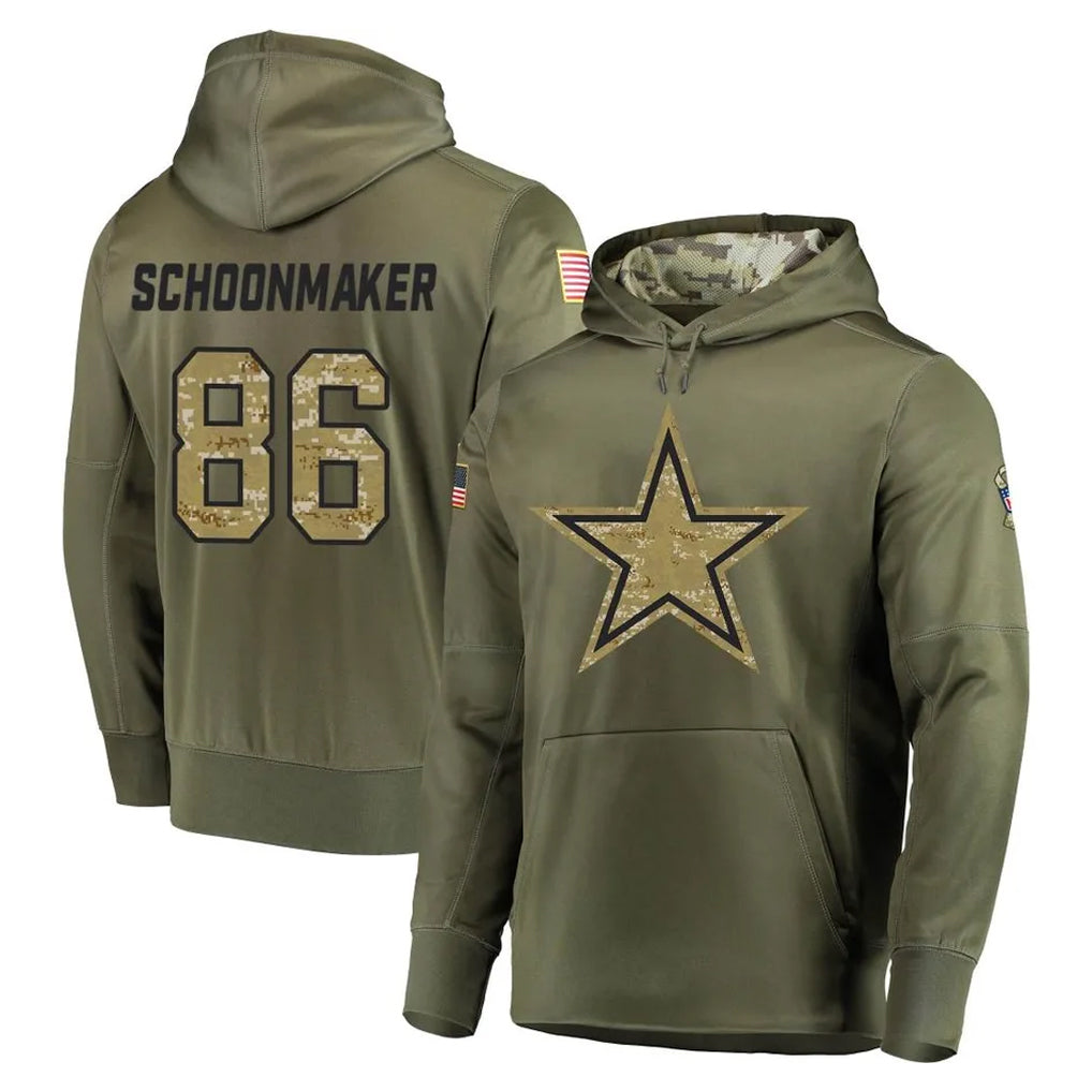 D.Cowboys #86 Luke Schoonmaker Player Olive Salute to Service Pullover Hoodies Home Game Ndoa Stitched Jerseys