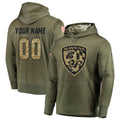 Custom B.Ravens Olive Salute to Service Pullover Hoodie Any Name & Numbers Ndoa Stitched Jerseys