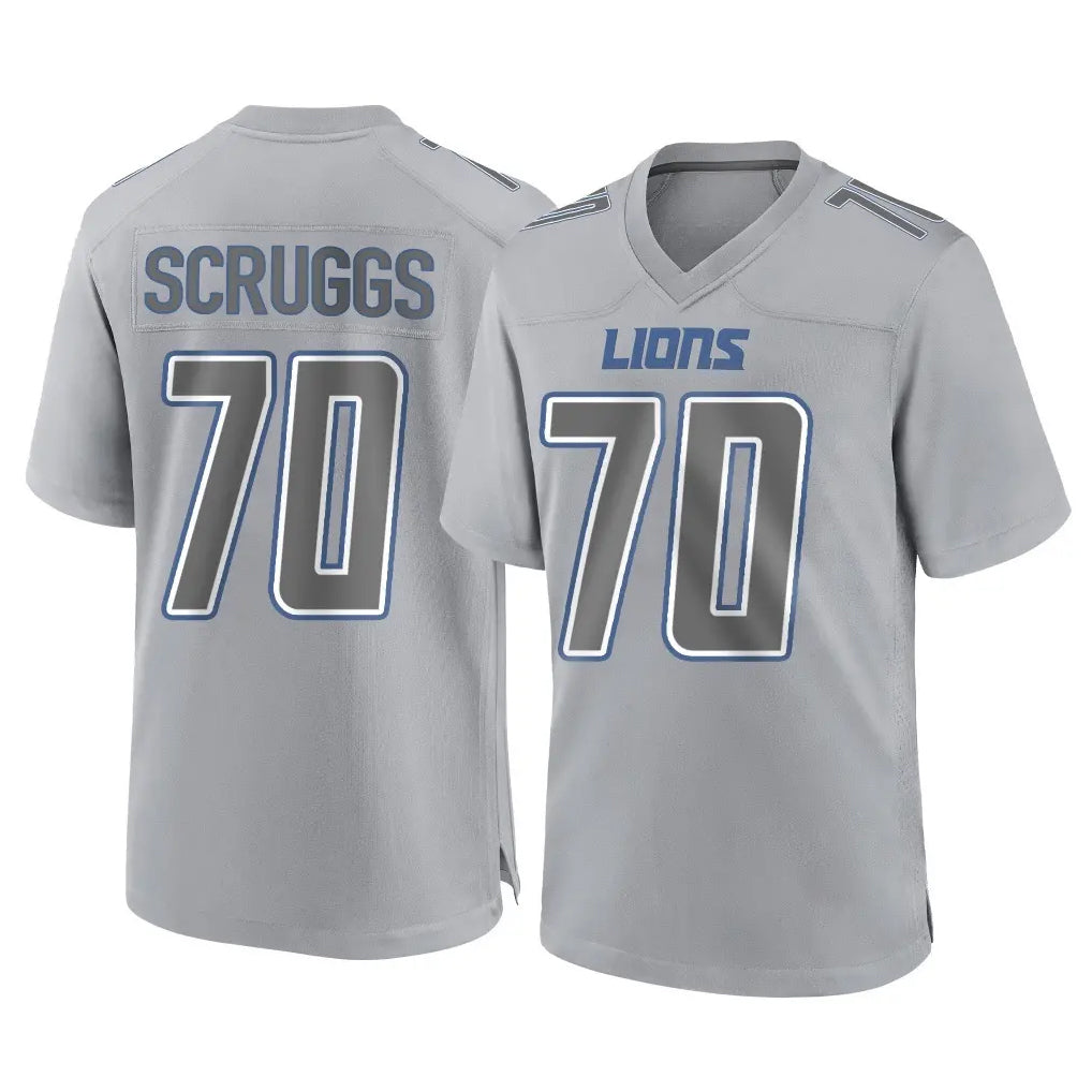 D.Lions #70 Juice Scruggs Player Gray Atmosphere Fashion Home Game Ndoa Stitched Jerseys