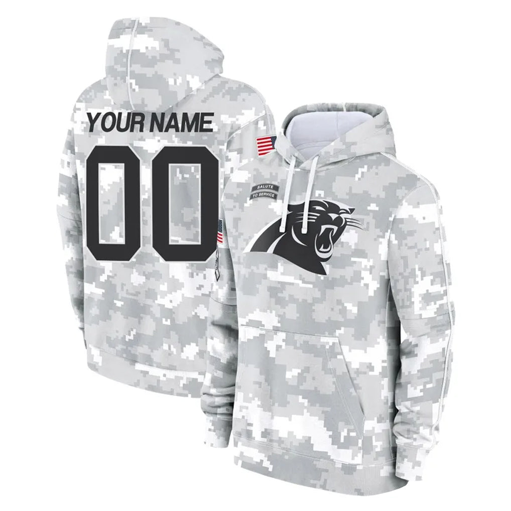 Custom C.Panthers Arctic Camo Salute to Service Pullover Hoodies Any Name & Numbers Ndoa Stitched Jerseys