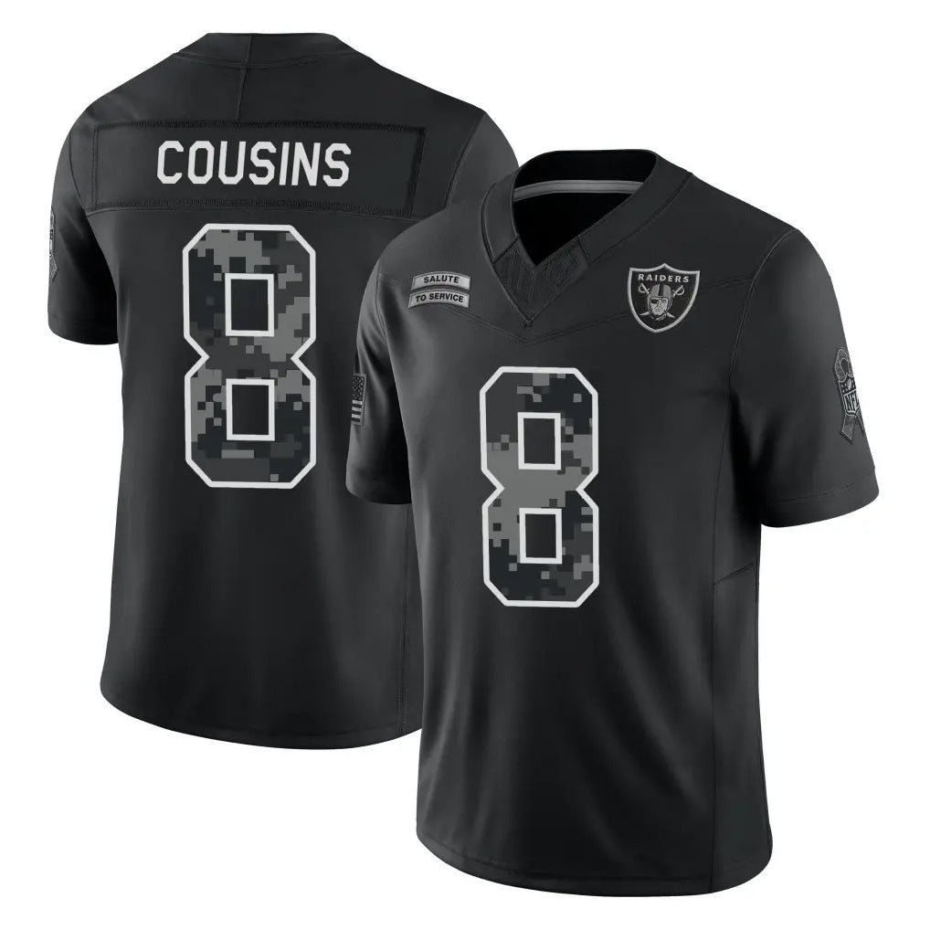 LV.Raiders #8 Kirk Cousins Player Black Limited 2026 Salute to Service Home Game Stitched Jerseys