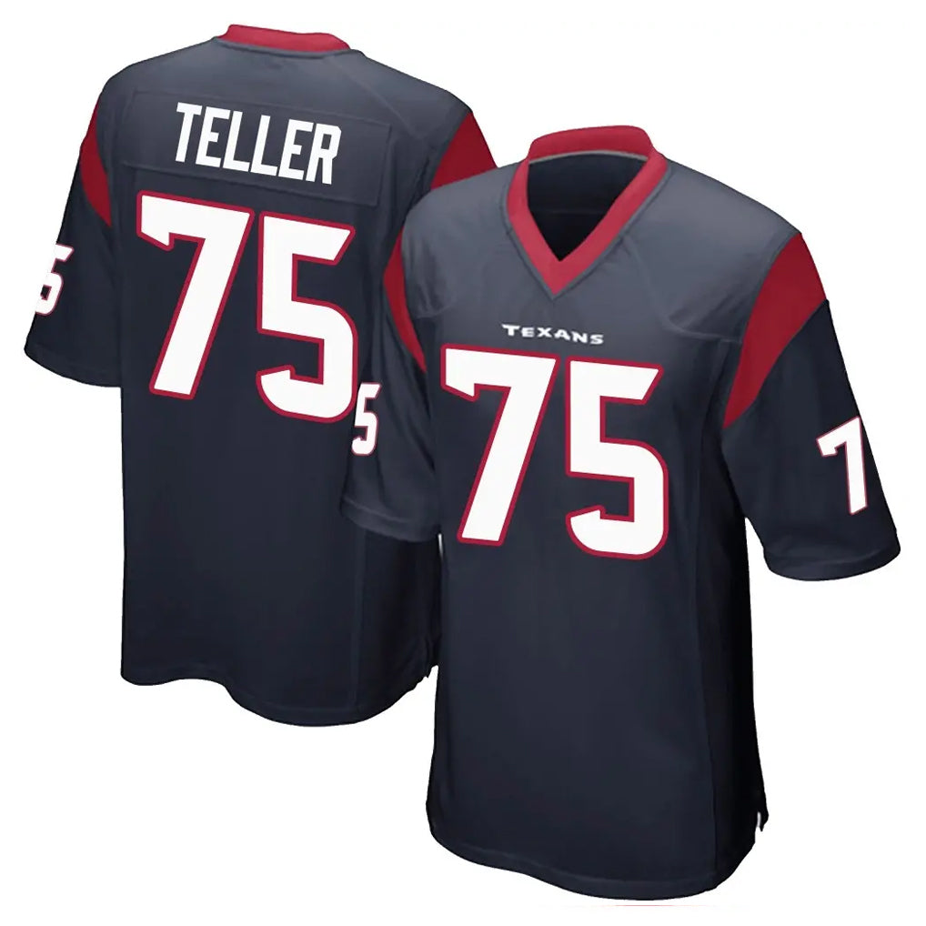 H.Texans #75 Wyatt Teller Player Navy Home Game Ndoa Stitched Jerseys