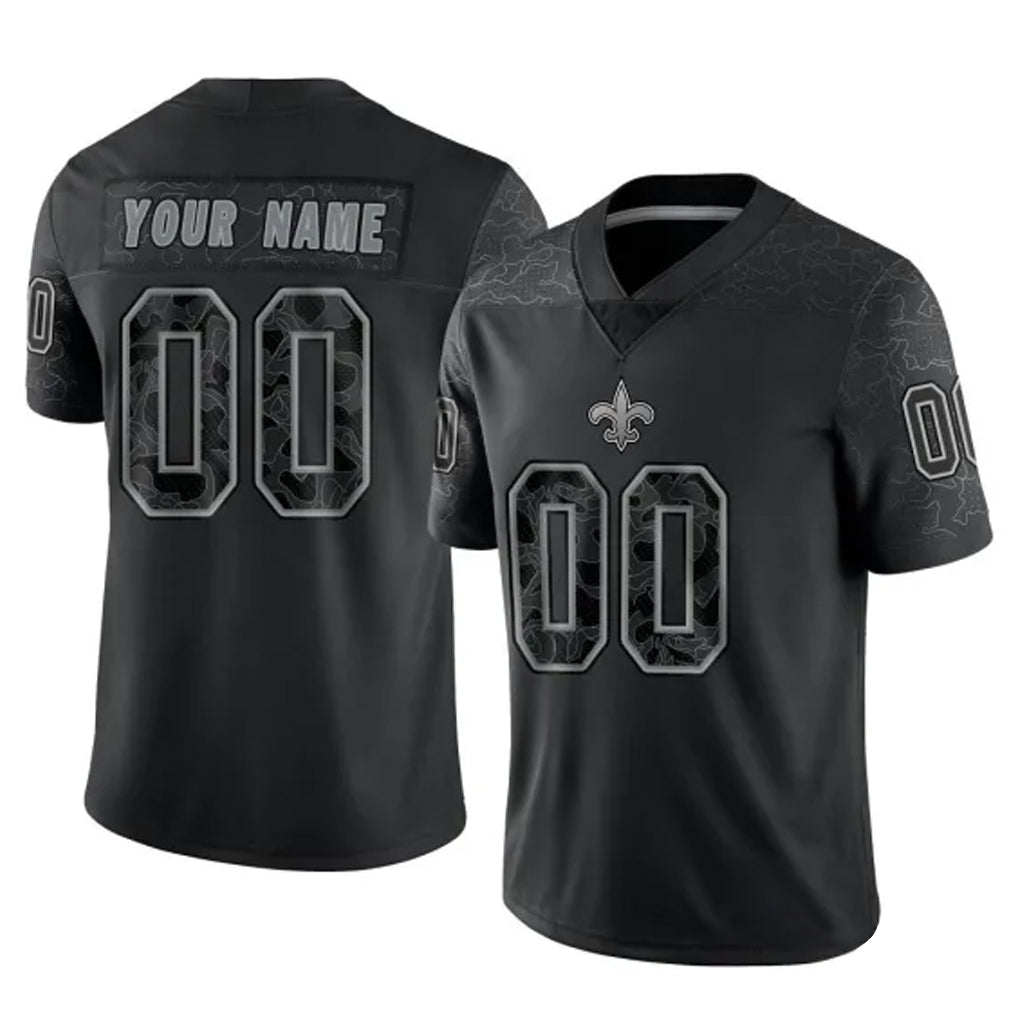 Custom NO.Saints Black Limited Reflective Home Game Any Name & Numbers Ndoa Stitched Jerseys