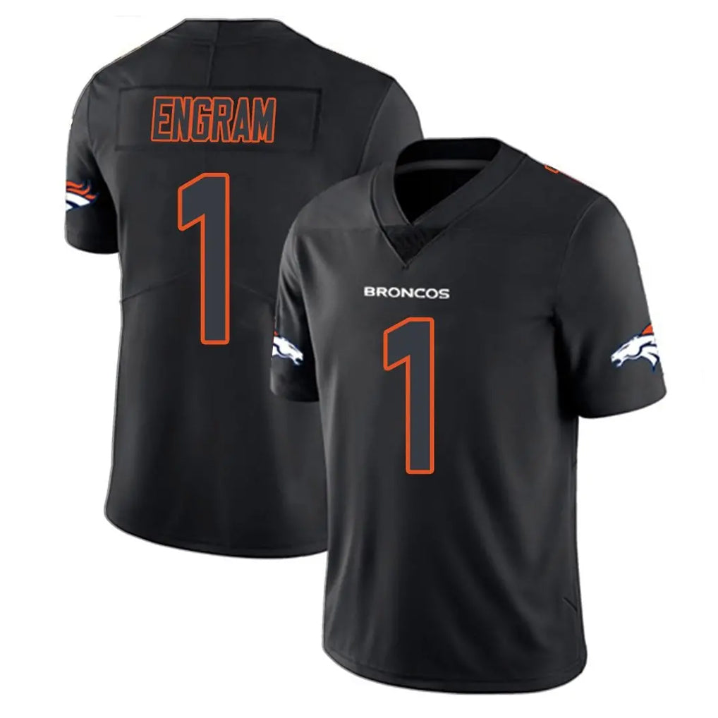 D.Broncos #1 Evan Engram Player Black Impact Limited Game Ndoa Stitched Jerseys