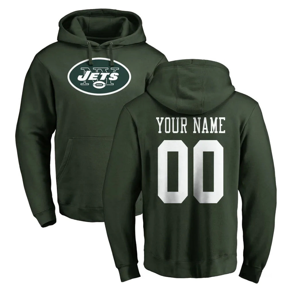 Custom NY.Jets Green LOGO Pullover Hoodies Limited Game Any Name & Numbers Ndoa Stitched Jerseys