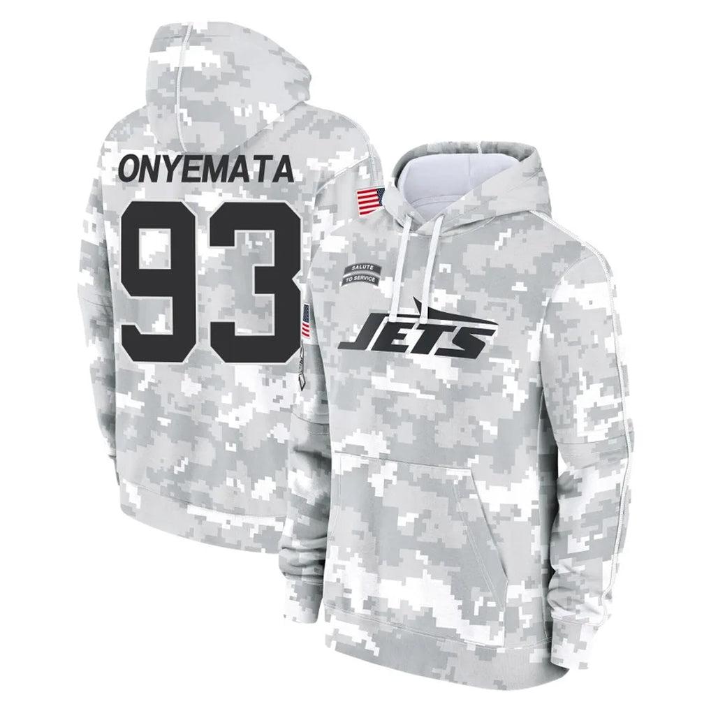 NY.Jets #93 David Onyemata Player Arctic Camo Salute to Service Pullover Hoodies Limited Game Ndoa Stitched Jerseys