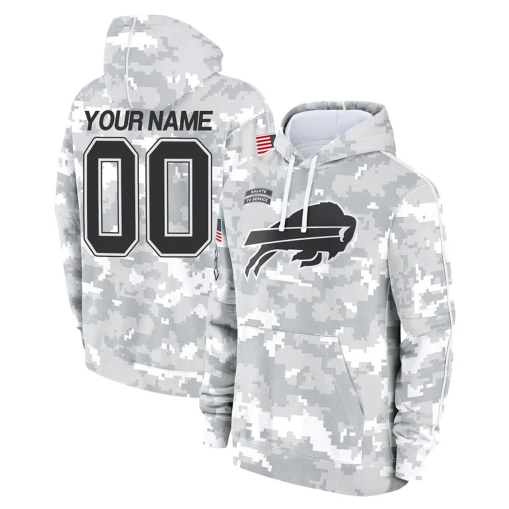 Custom B.Bills Arctic Camo Salute to Service Hoodies Any Name & Numbers Ndoa Stitched Jerseys
