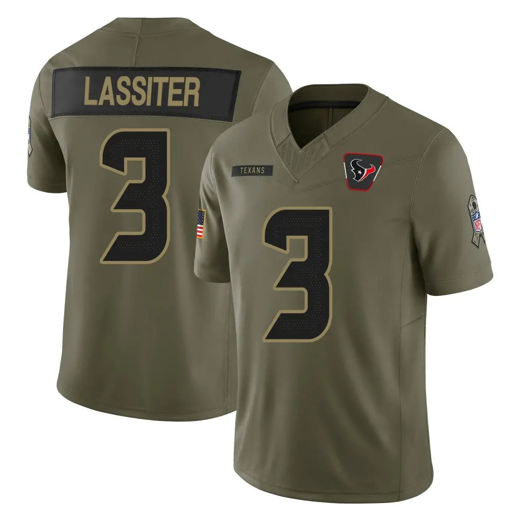 H.Texans #3 Kamari Lassiter Player Olive 2025 Salute To Service Limited Game Ndoa Stitched Jerseys