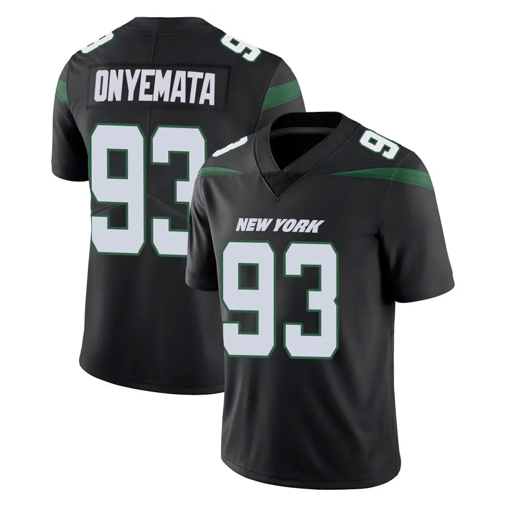 NY.Jets #93 David Onyemata Player Stealth Black Limited Vapor Home Game Ndoa Stitched Jerseys
