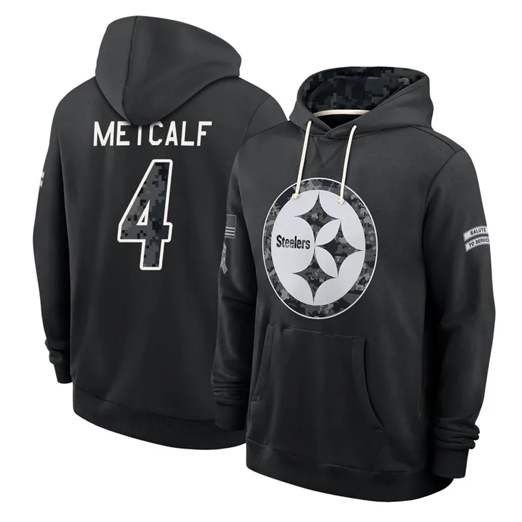 P.Steelers #4 DK Metcalf Player 2026 Black Logo Pullover Hoodies Limited Game Ndoa Stitched Jerseys