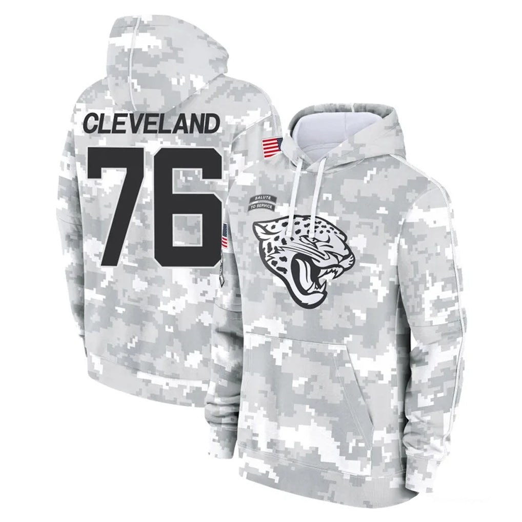 J.Jaguars #76 Ezra Cleveland Player Arctic Camo Salute to Service Hoodies Limited Game Ndoa Stitched Jerseys