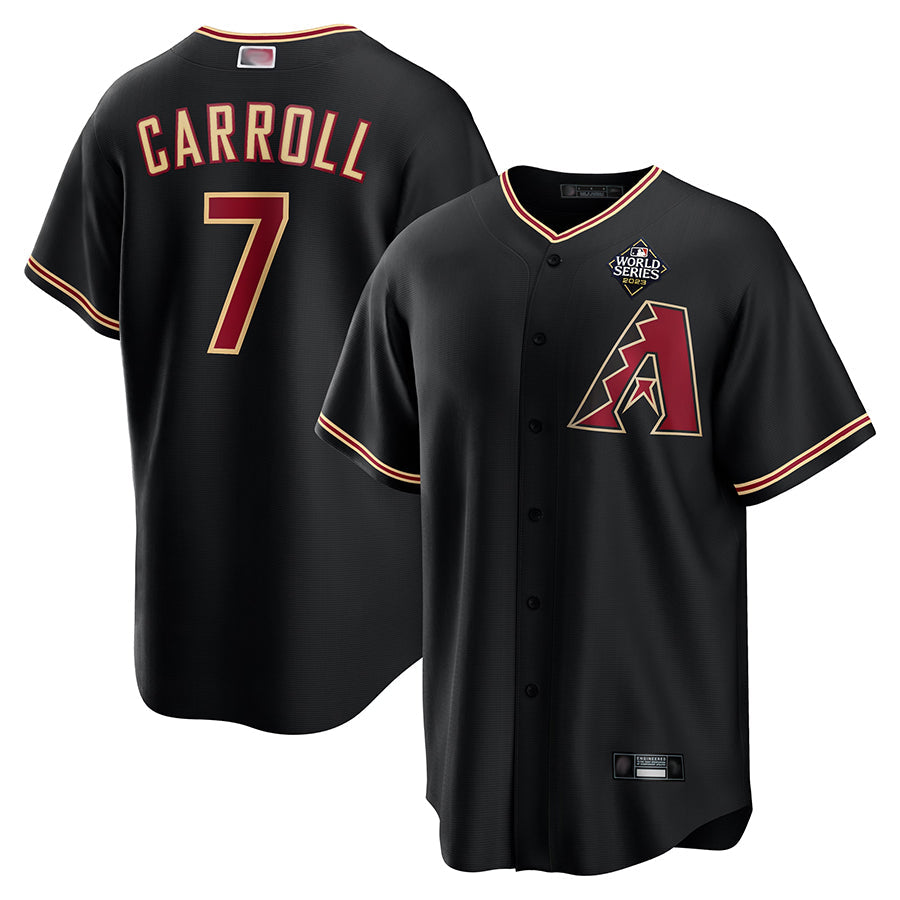 Ndoa A.Diamondbacks #7 Corbin Carroll Player Black World Series Replica Personalized Stitched Jerseys