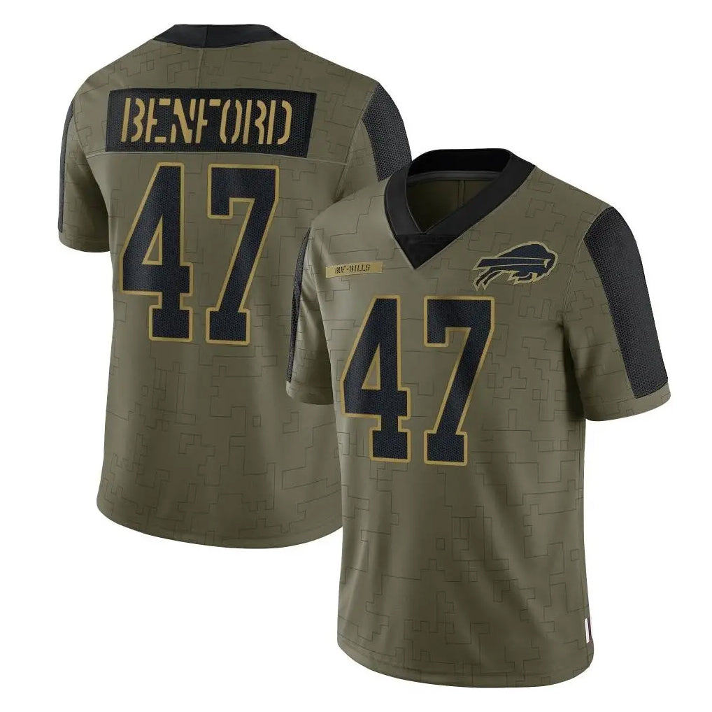 B.Bills #47 Christian Benford Player Olive Salute To Service Limited Ndoa Stitched Jerseys