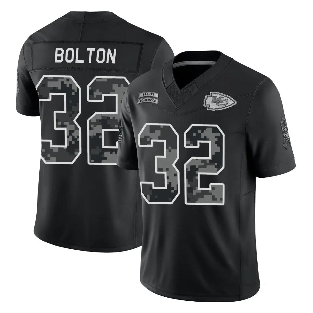 KC.Chiefs #32 Nick Bolton Player Black Limited 2026 Salute to Service Home Game Stitched Jerseys