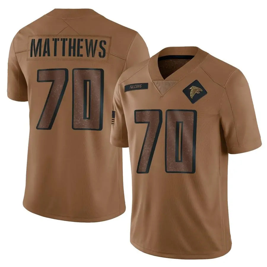 A.Falcons #70 Jake Matthews Player Brown Salute To Service Limited Ndoa Stitched Jerseys