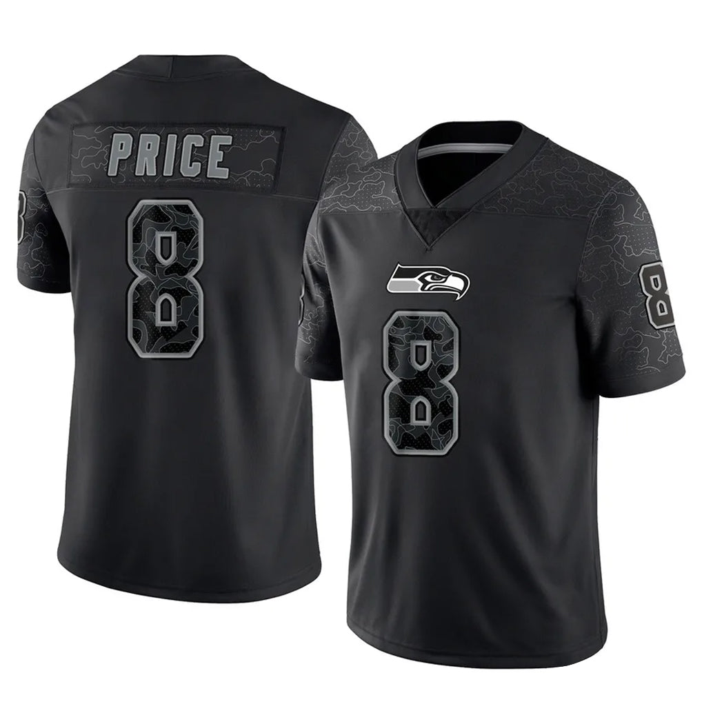 S.Seahawks #8 Jadarian Price Player Black Limited Reflective Home Game Ndoa Stitched Jerseys