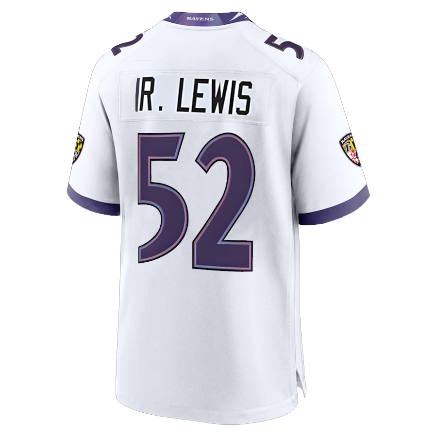 B.Ravens #52 Ray Lewis Player White Home Game Ndoa Stitched Jerseys