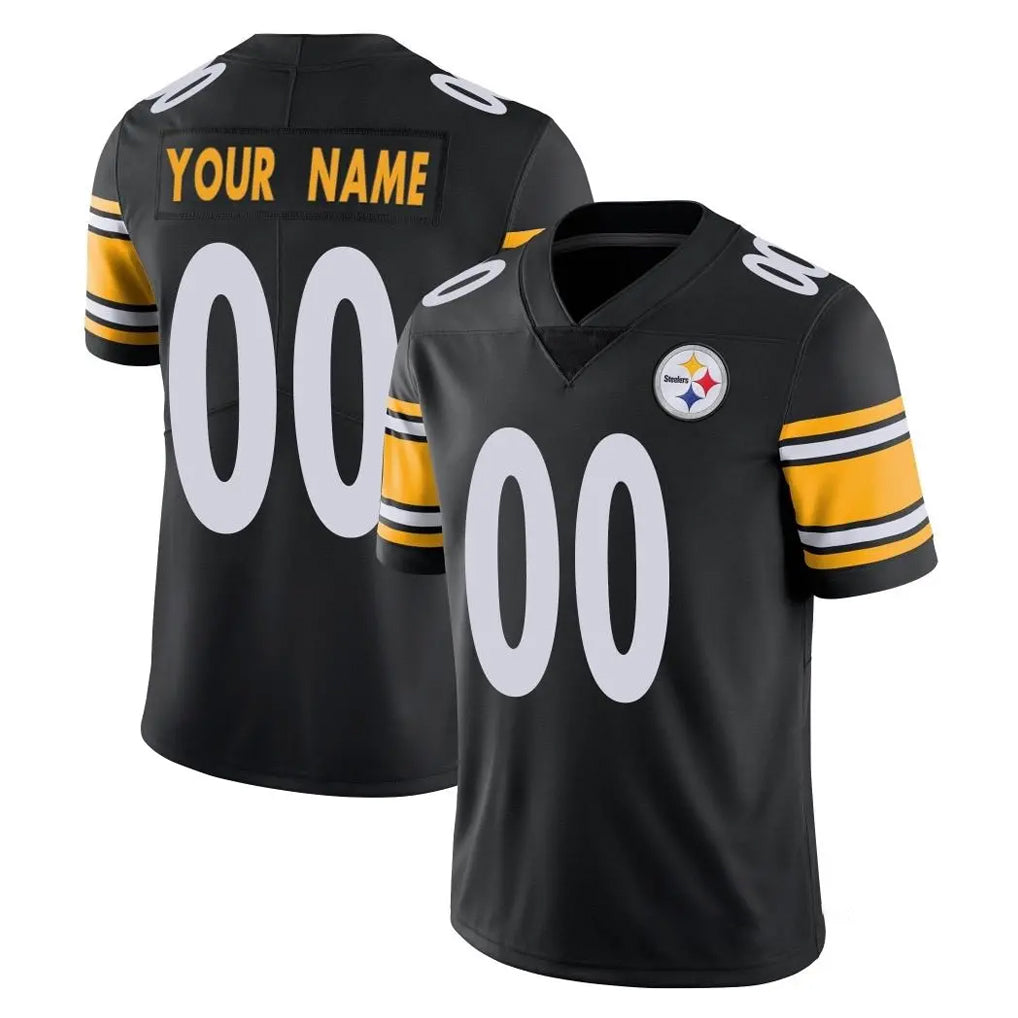 Custom P.Steelers Black Limited Vapor Untouchable Home Game Any Name & Numbers Ndoa Stitched Jerseys