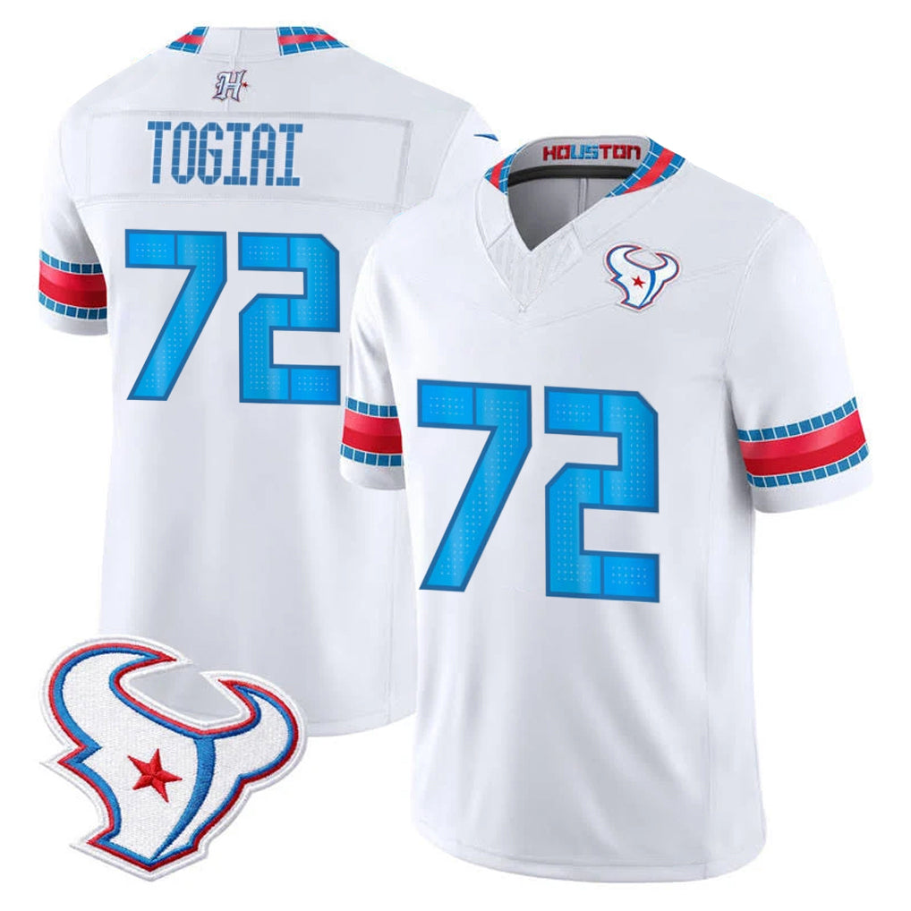 H.Texans #72 Tommy Togiai Player Whtie 2026 Rivalries Vapor Limited Home Game Ndoa Stitched jerseys