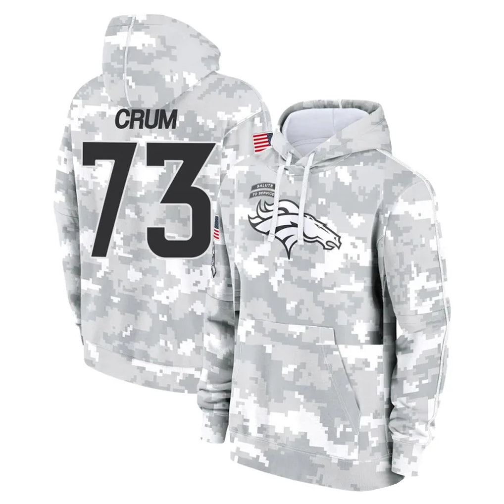 D.Broncos #73 Frank Crum Player Arctic Camo Salute to Service Hoodies Limited Game Ndoa Stitched Jerseys