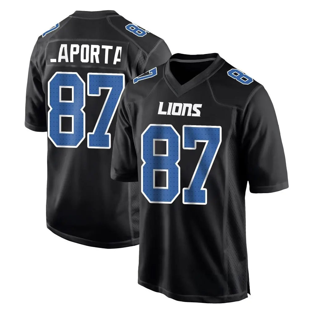 D.Lions #87 Sam LaPorta Player Black Fashion Home Game Ndoa Stitched Jerseys