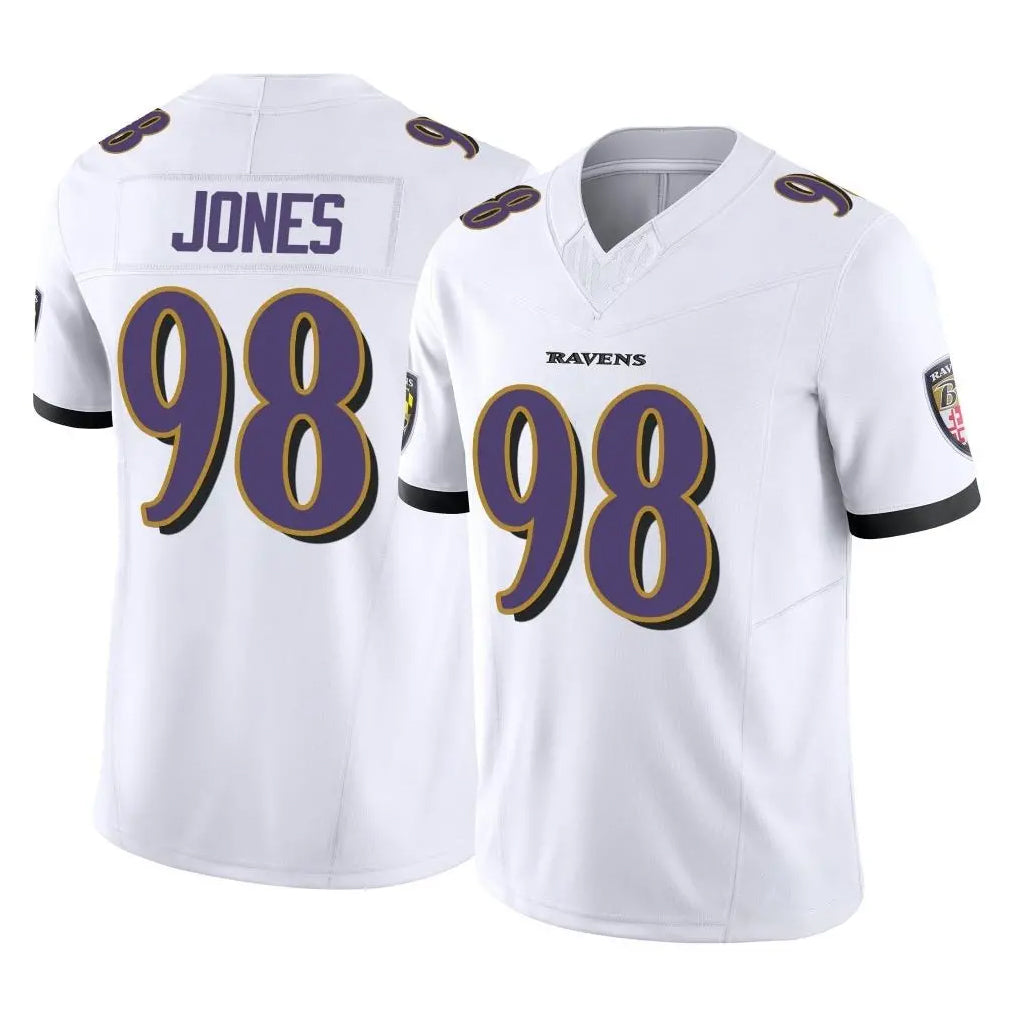 B.Ravens #98 Travis Jones Player White Vapor F.U.S.E. Limited Home Game Ndoa Stitched Jerseys