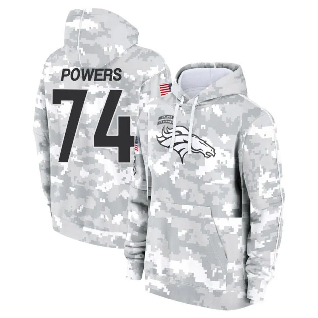D.Broncos #74 Ben Powers Player Arctic Camo Salute to Service Hoodies Limited Game Ndoa Stitched Jerseys