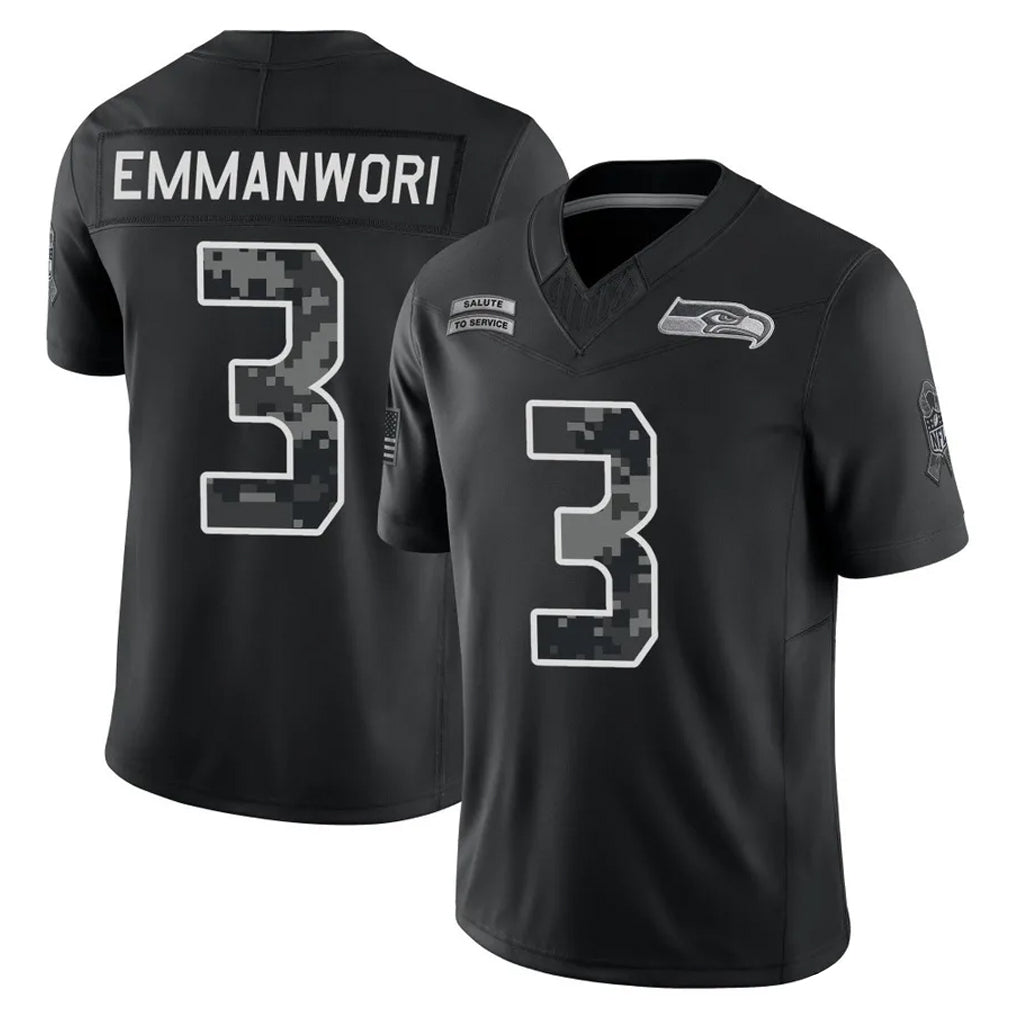 S.Seahawks #3 Nick Emmanwori Player Black Limited 2026 Salute to Service Home Game Ndoa Stitched Jerseys