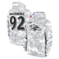 B.Ravens #92 Nnamdi Madubuike Player Arctic Camo Salute to Service Pullover Hoodie Ndoa Stitched Jerseys