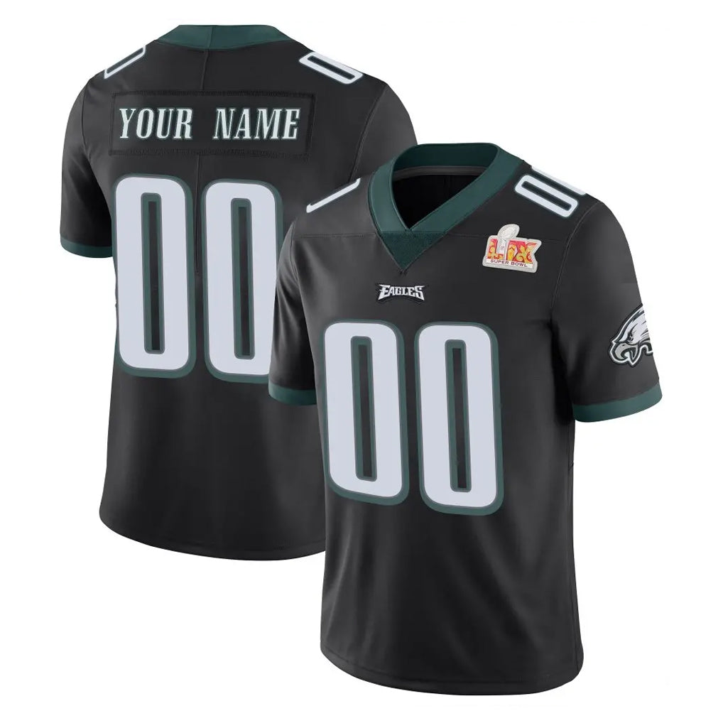 Custom P.Eagles Black Limited Vapor Untouchable Super Bowl LIX Home Game Any Name & Numbers Ndoa Stitched Jerseys