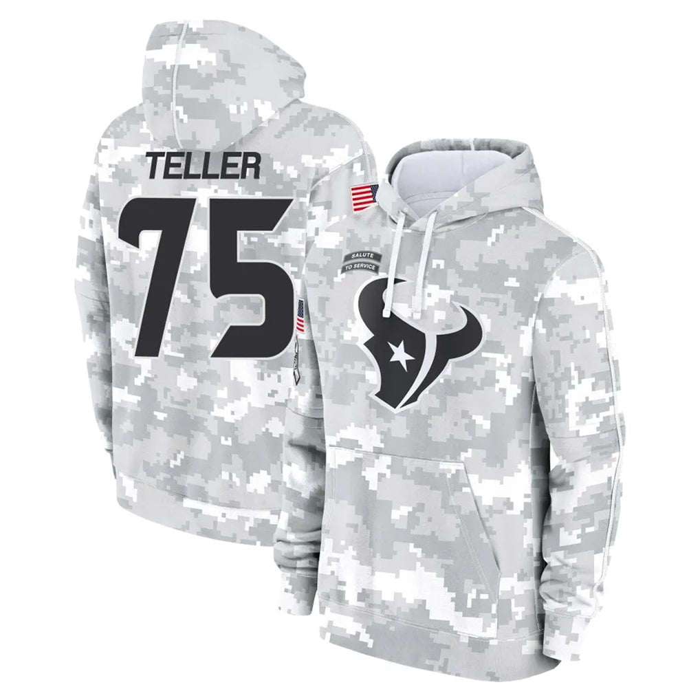 H.Texans #75 Wyatt Teller Player Arctic Camo Salute to Service Hoodies Limited Game Ndoa Stitched Jerseys