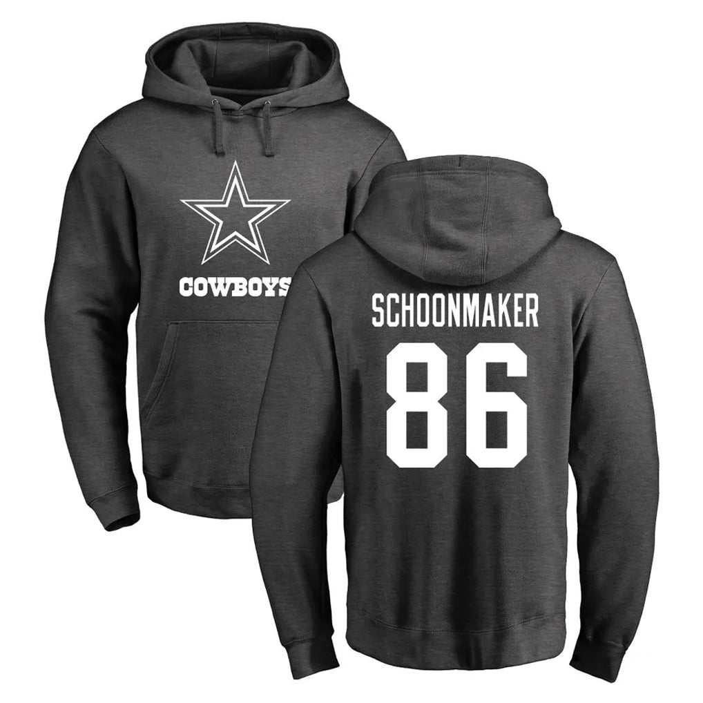 D.Cowboys #86 Luke Schoonmaker Player Ash One Color Pullover Hoodie Limited Ndoa Stitched Jerseys