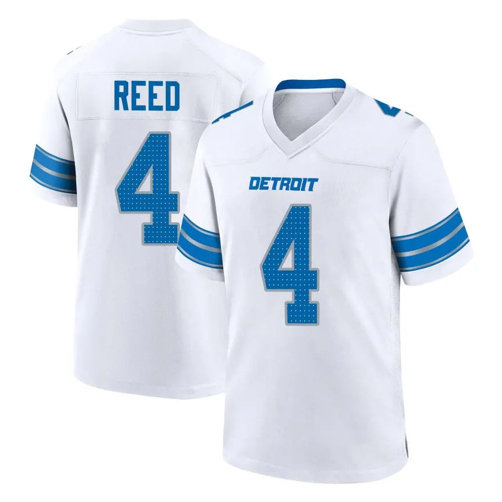 D.Lions #4 D.J. Reed Player White Alternate Home Game Ndoa Stitched Jerseys