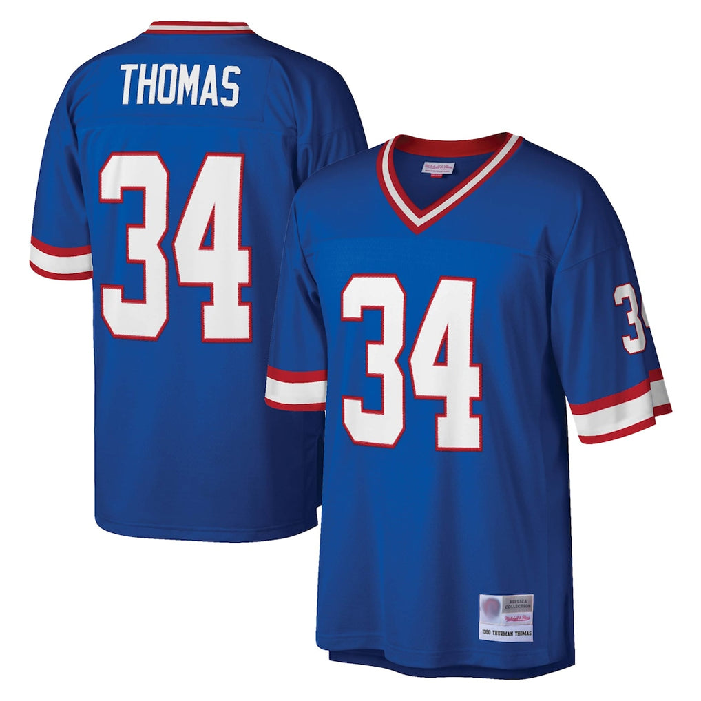 B.Bills #34 Thurman Thomas Player Royal Mitchell & Ness Legacy Replica Ndoa Stitched Jerseys
