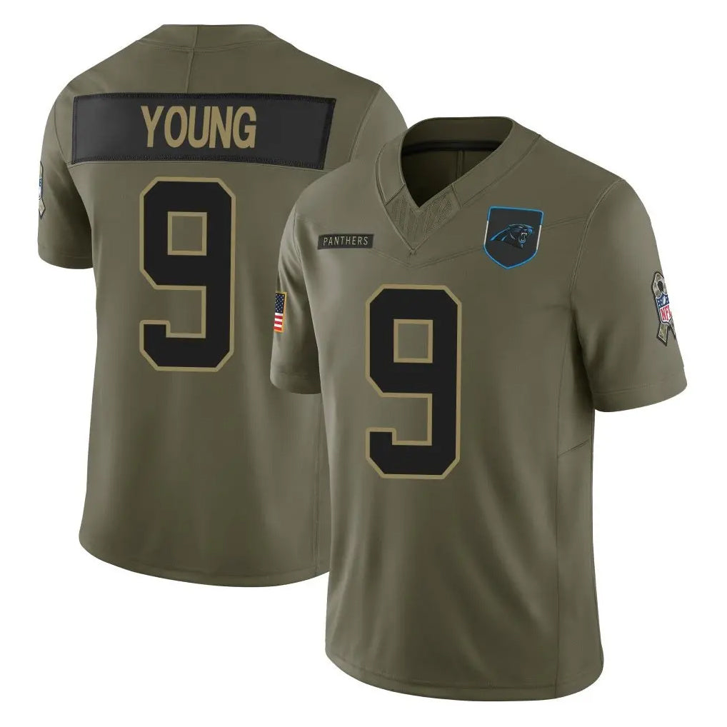 C.Panthers #9 Bryce Young Player Olive Salute to Service Limited Home Game Ndoa Stitched Jerseys