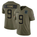 C.Panthers #9 Bryce Young Player Olive Salute to Service Limited Home Game Ndoa Stitched Jerseys