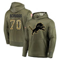 D.Lions #70 Juice Scruggs Player Olive Salute to Service Pullover Hoodies Home Game Ndoa Stitched Jerseys