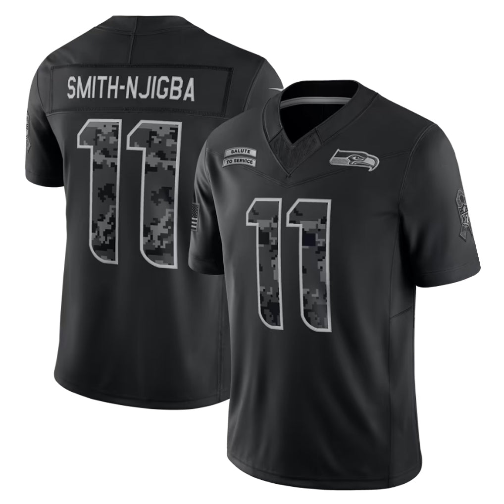 Ndoa S.Seahawks #11 Jaxon Smith-Njigba Player Black Limited 2026 Salute to Service Home Game Stitched Jerseys