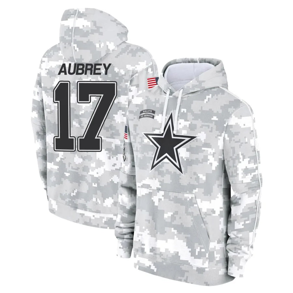 D.Cowboys #17 Brandon Aubrey Player Arctic Camo Salute to Service Hoodies Limited Game Ndoa Stitched Jerseys