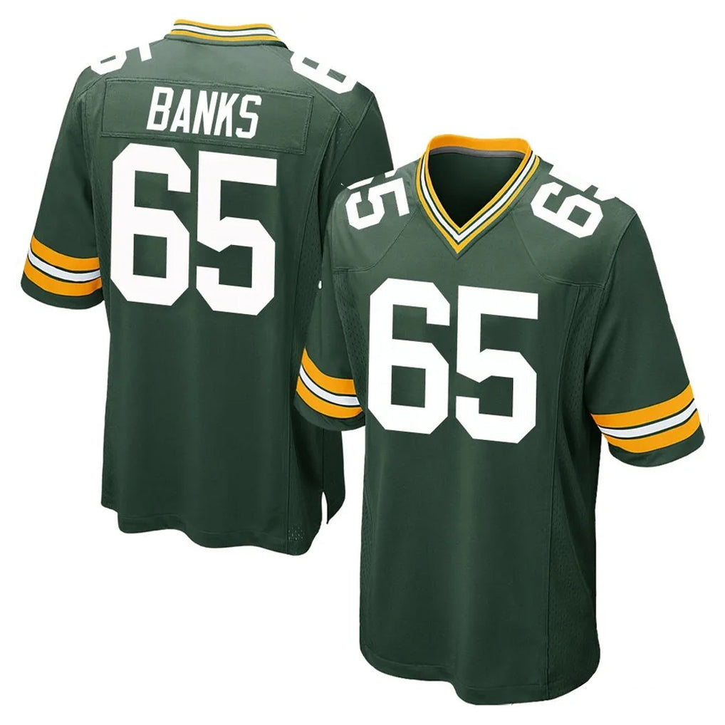 GB.Packers #65 Aaron Banks Player Green Home Game Ndoa Stitched Jerseys