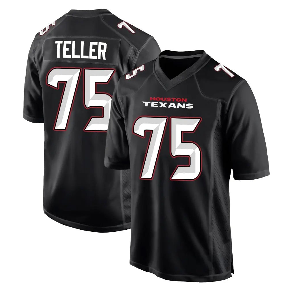 H.Texans #75 Wyatt Teller Player Carbon Black Fashion Home Game Ndoa Stitched Jerseys