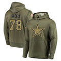 D.Cowboys #78 Terence Steele Player Olive Salute to Service Pullover Hoodies Home Game Ndoa Stitched Jerseys