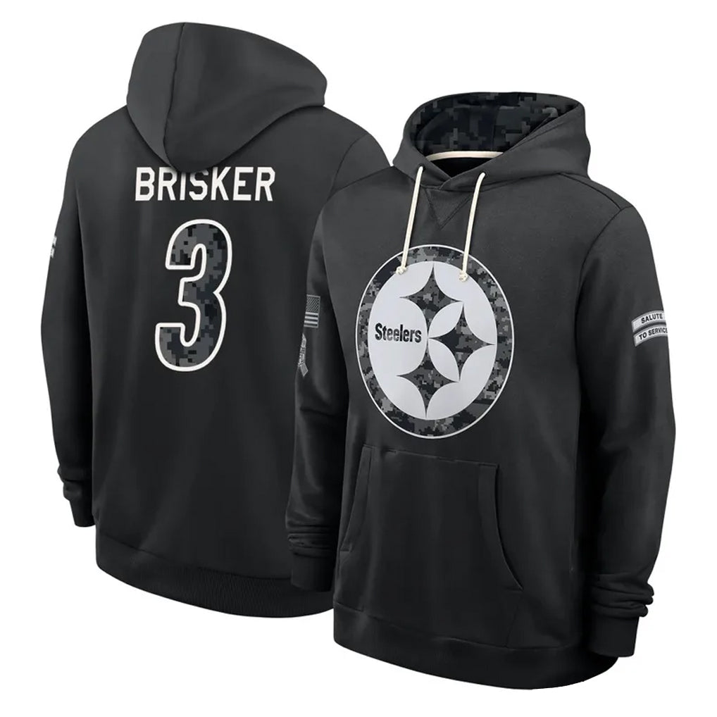 P.Steelers #3 Jaquan Brisker Player 2026 Black Logo Pullover Hoodies Limited Game Ndoa Stitched Jerseys