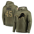 D.Lions #45 Devin White Player Olive Salute to Service Pullover Hoodies Home Game Ndoa Stitched Jerseys