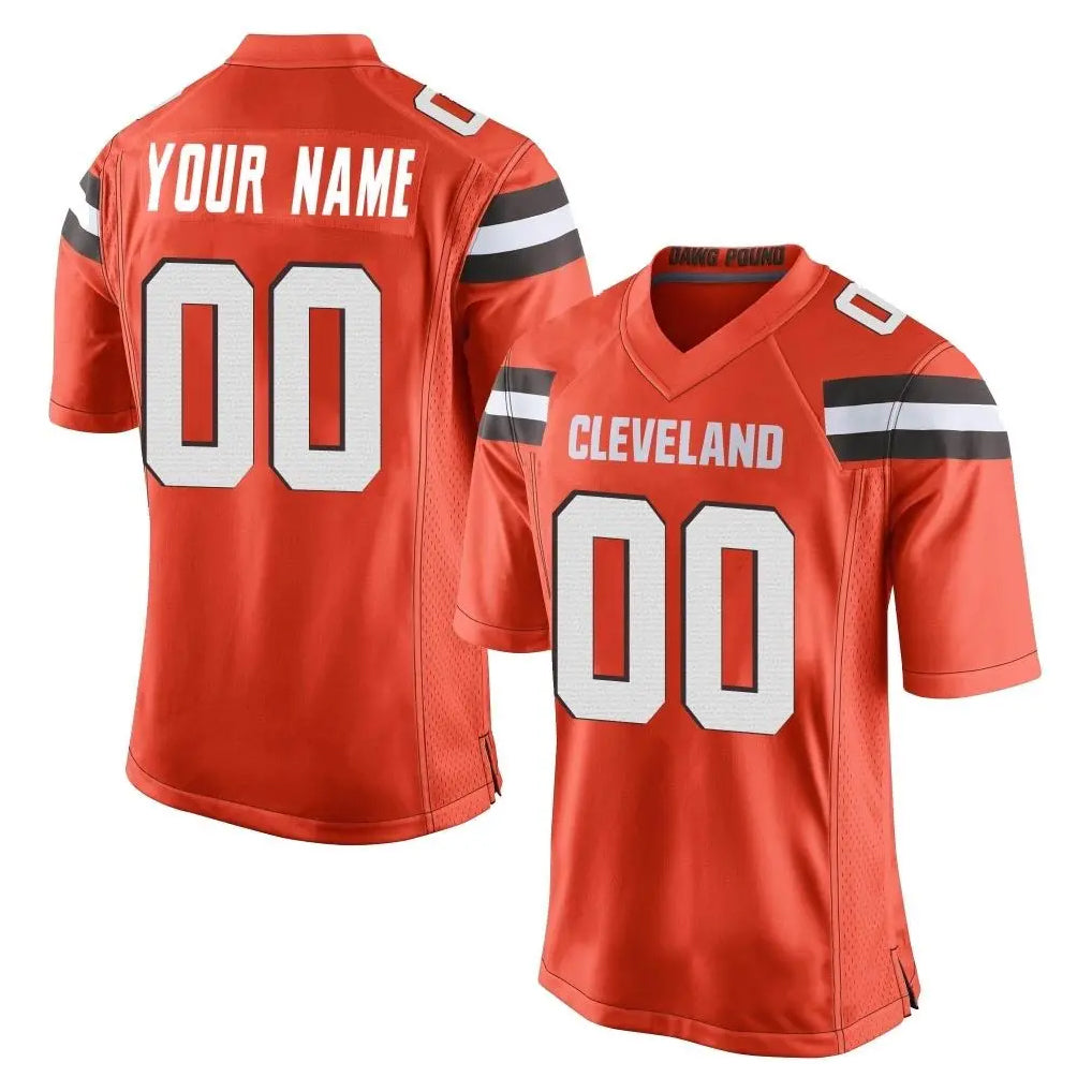 Custom C.Browns Orange Vapor Limited Home Game Any Name & Numbers Ndoa Stitched Jerseys