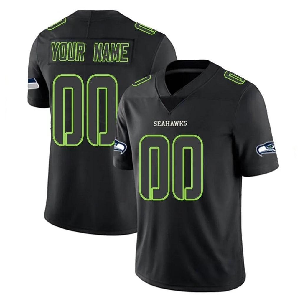 Custom S.Seahawks Black Impact Limited Home Game Any Name & Numbers Ndoa Stitched Jerseys