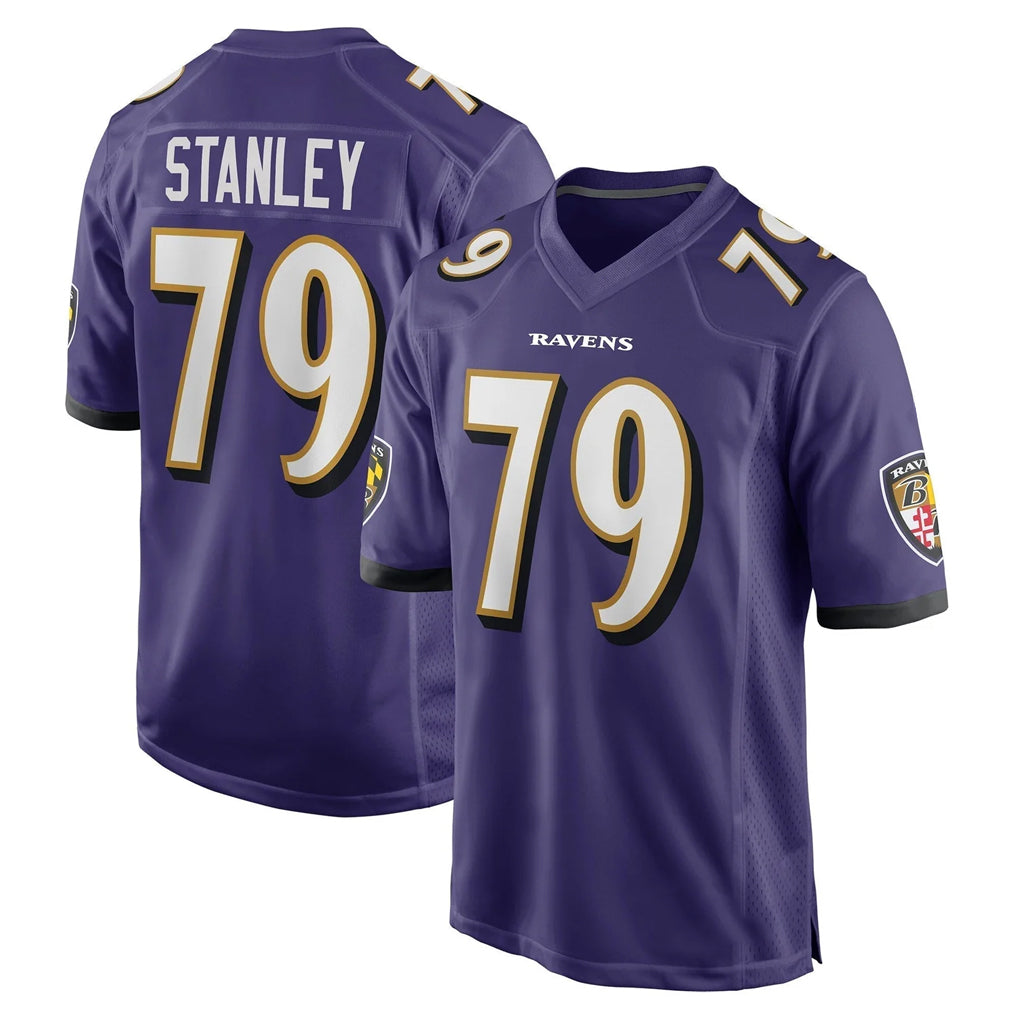B.Ravens #79 Ronnie Stanley Player Purple Game Home Ndoa Stitched Jerseys